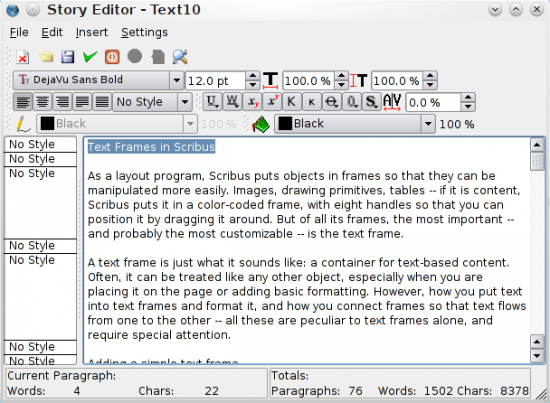 The Scribus Story Editor