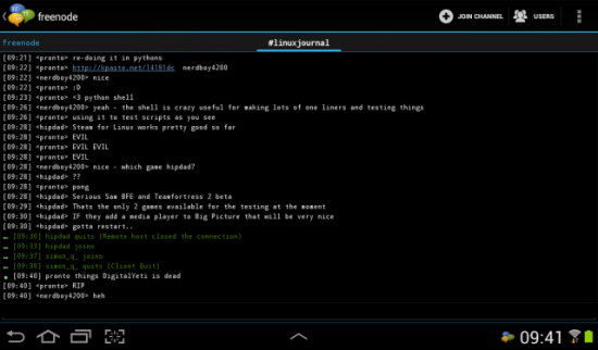 #linuxjournal IRC chat room on irc.freenode.net