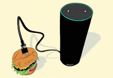 Amazon Echo plugged in to hamburger