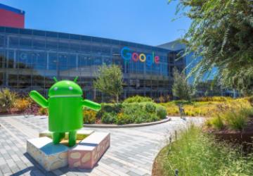 Google headquarters with Android statue