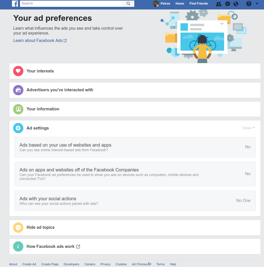 Screenshot of the Facebook Advertisement Preferences Page