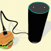 Drawing of an Alexa plugged in to a hamburger